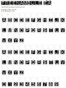 Jeu de caractère de la police dymo